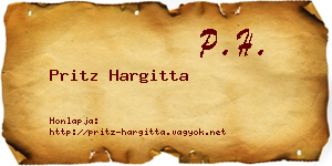 Pritz Hargitta névjegykártya